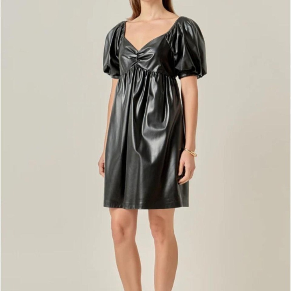 Faux Leather Mini Dres
